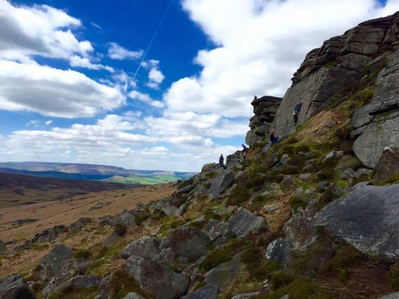 The newbies getting stuck into Fate & Youth, Stanage North